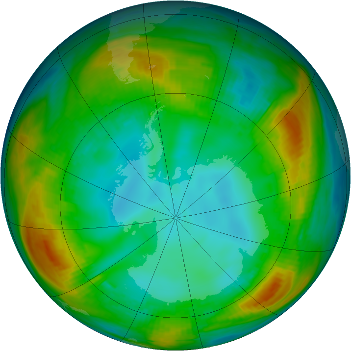 Antarctic ozone map for 28 July 1980
